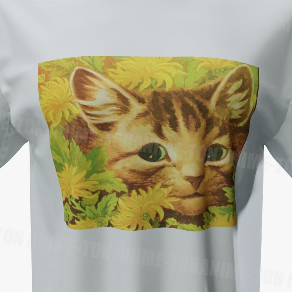 Louis Wain - Cat Art - Cat Among The Flowers - Tshirt - Cotton